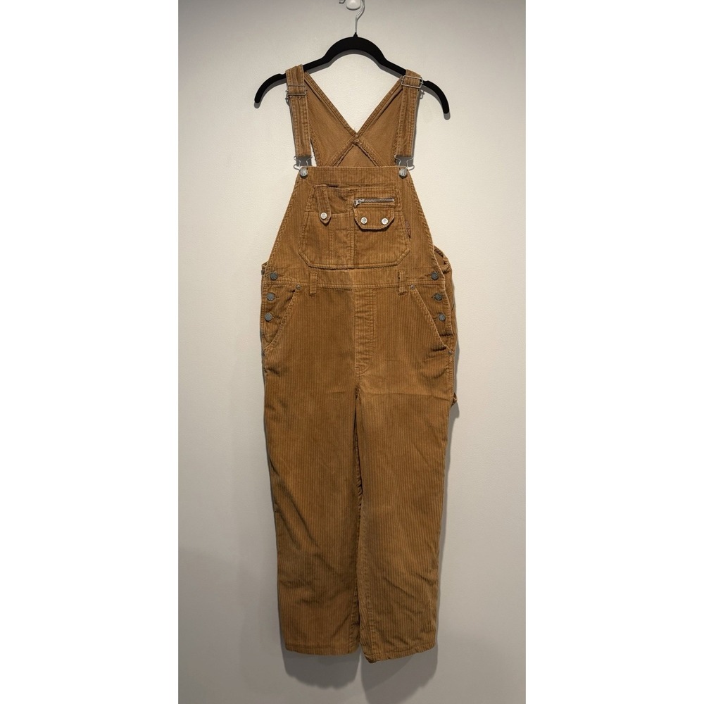 Vintage Squeeze Jeans Corduroy Overalls Women's Medium Tan Brown Y2K Grunge